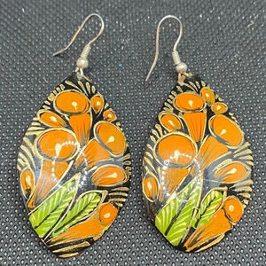 Vintage 1960’s floral hand painted earrings
